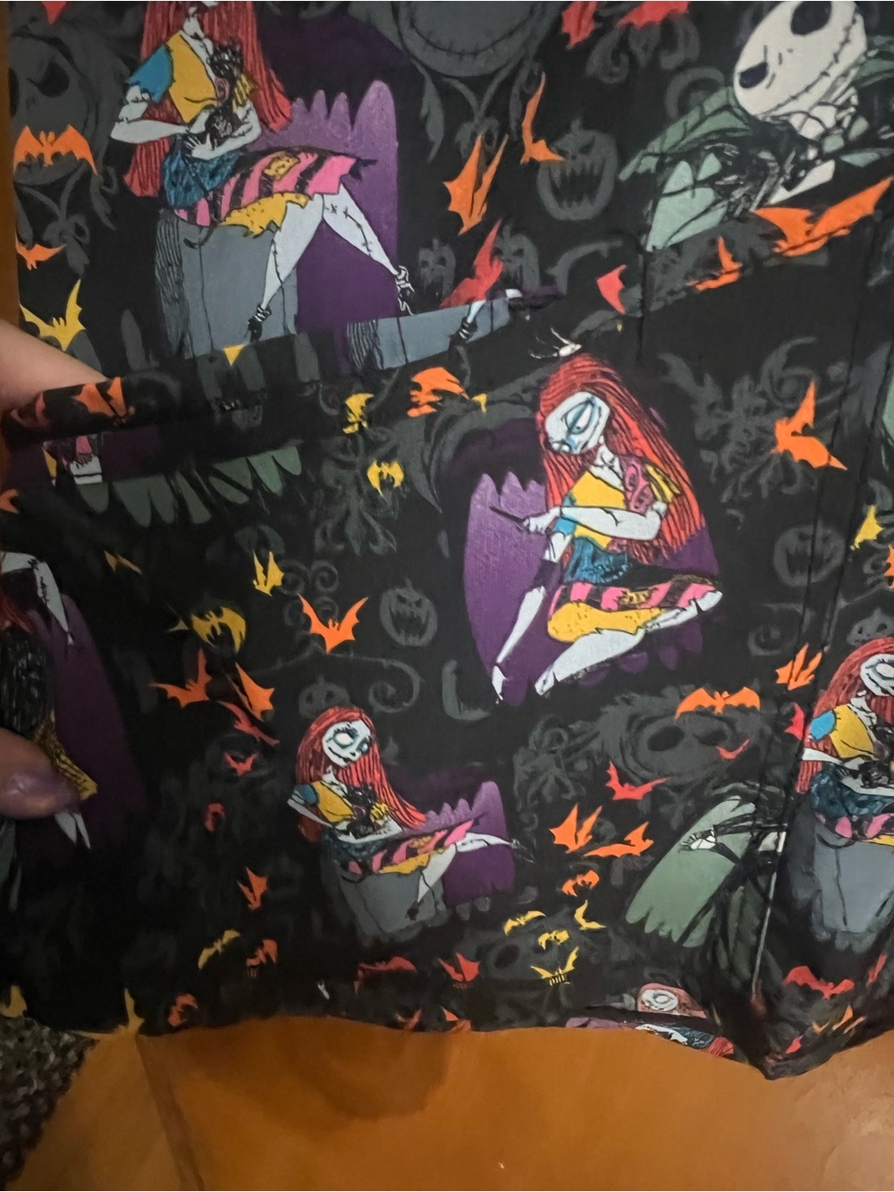 Nightmare Before Christmas Black Patterned Scrub Top - Picture 3 of 4
